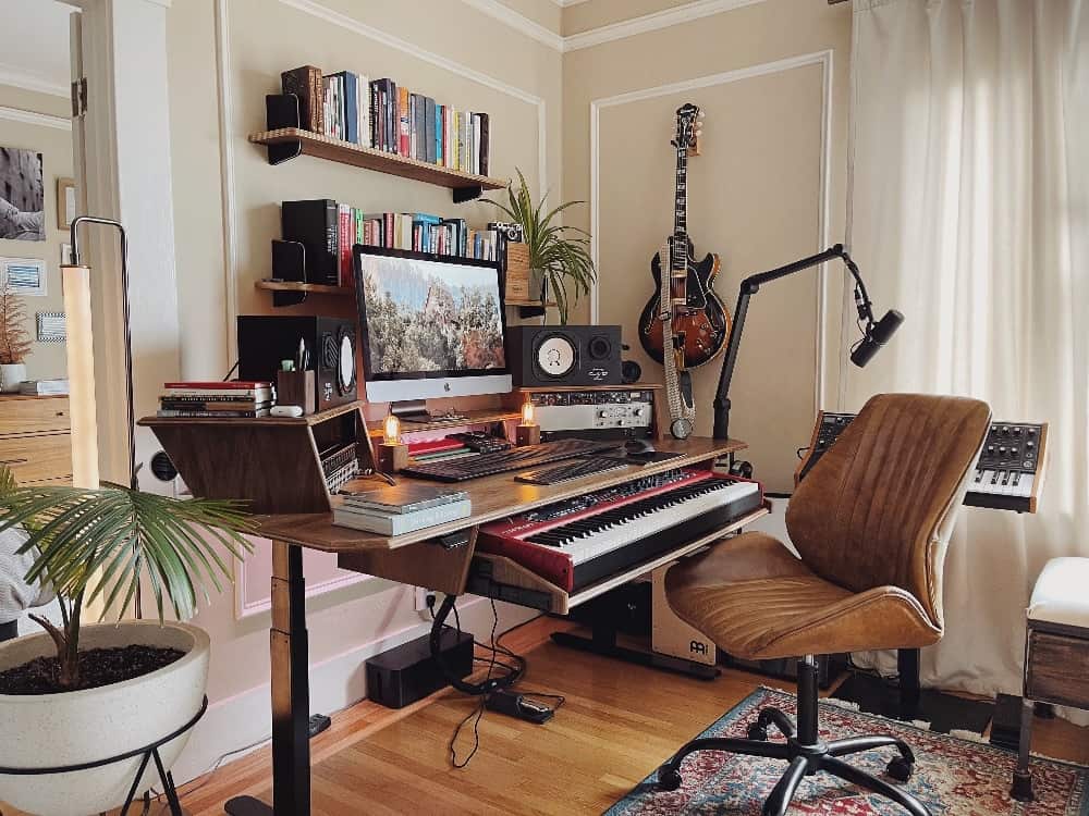 DIY Standing Studio Desk with Shelves and Drawers