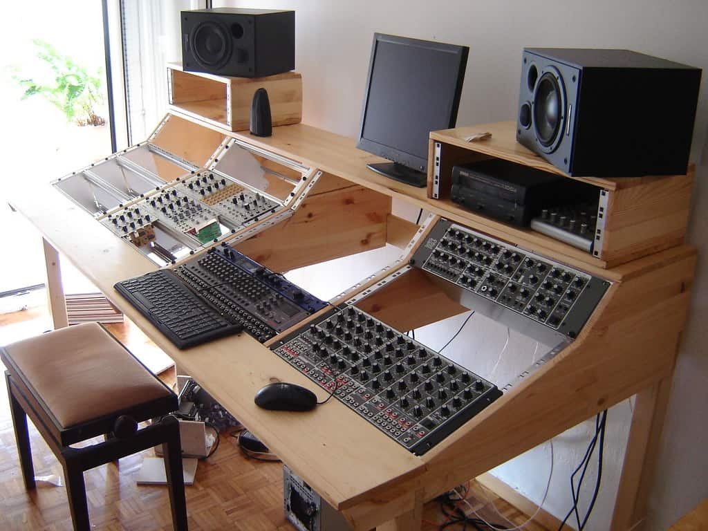 diy studio desk made from plywood