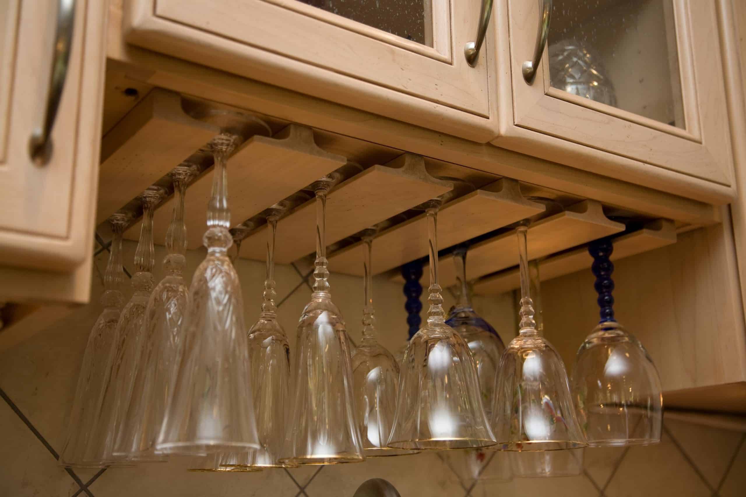 Diy Wine Glass Rack Under The Cabinet