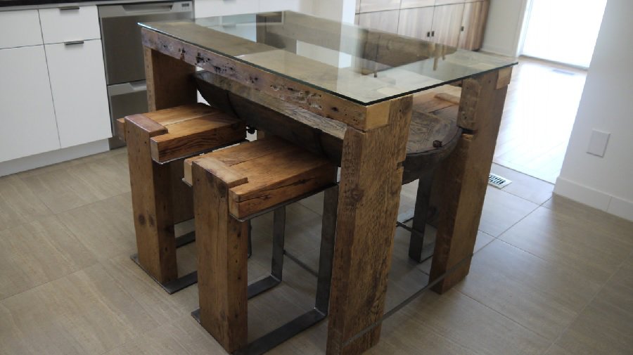 glass kitchen table wood base