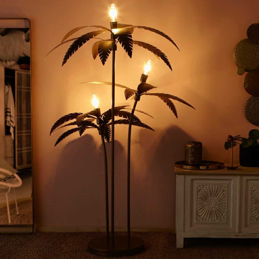 Gold Metal Palm Tree Floor Lamp