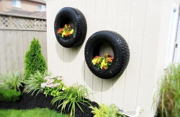 Hanging Herb Garden Using Old Tires