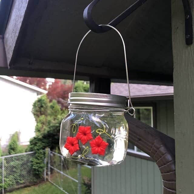 Hanging Mason Jar Hummingbird Feeder