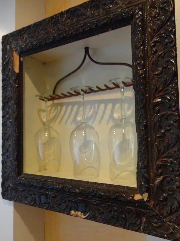 Make A Wine Glass Rack From An Old Picture Frame