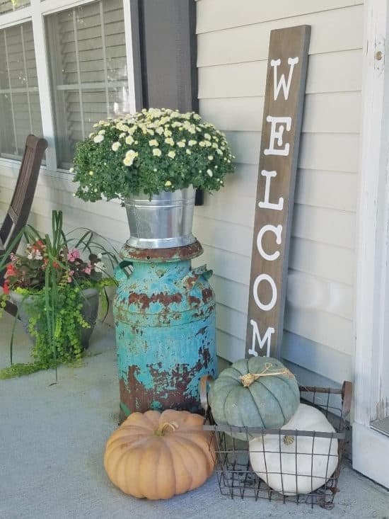 Milk Can Front Door Flower Pots