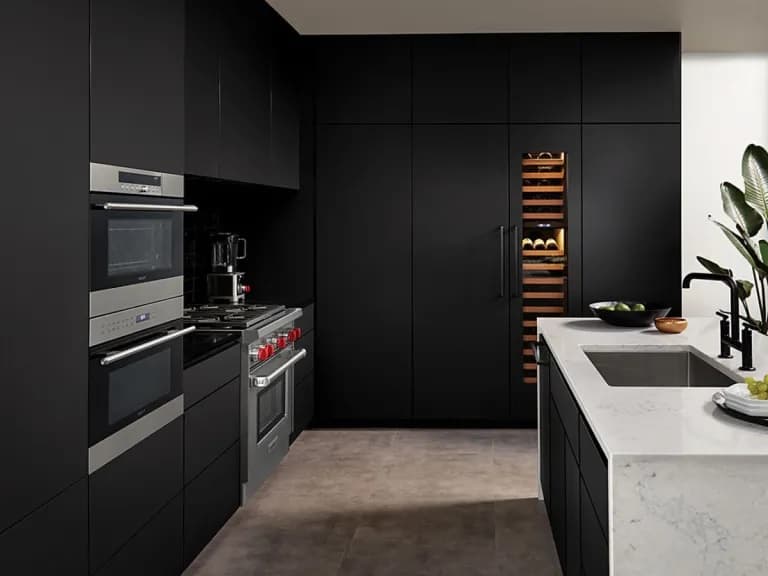 modern black kitchen cabinets matte and glossy finishing
