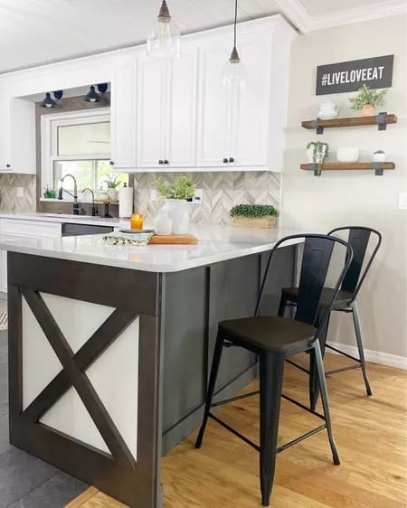 modern farmhouse kitchen peninsula