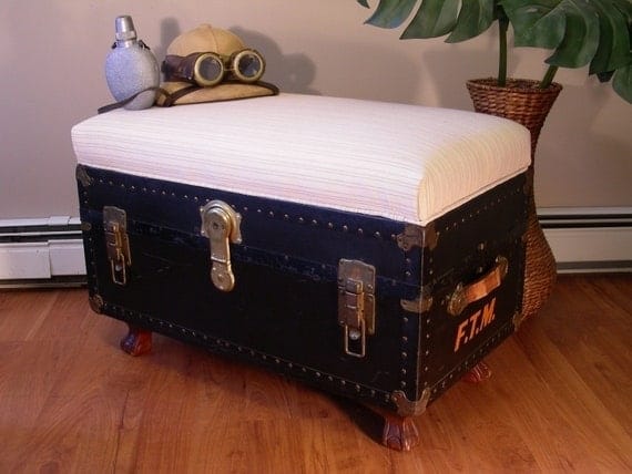 Old Suitcase Into A Vintage Looking Kitchen Storage Bench
