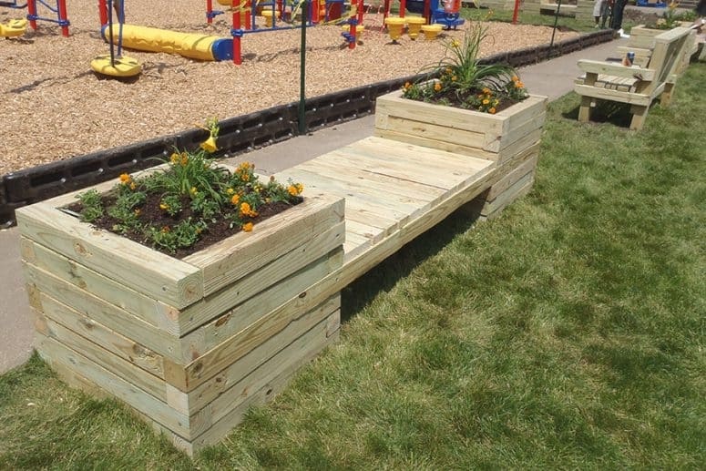 Outdoor Bench With Planters