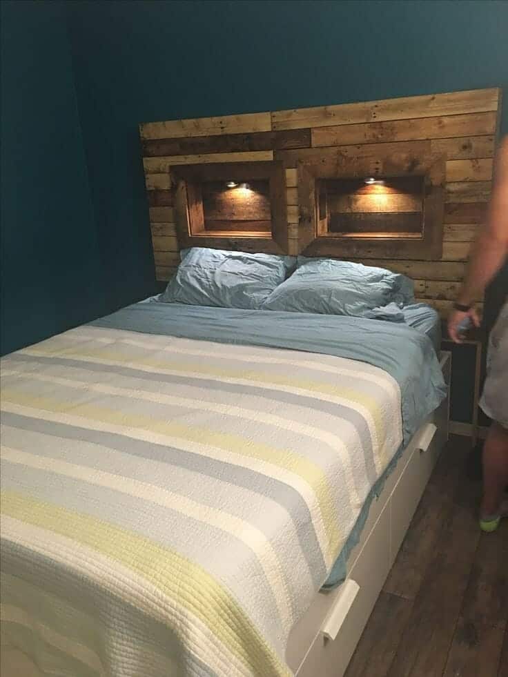 Pallet Headboard With Lights | Pallet Patio Furniture