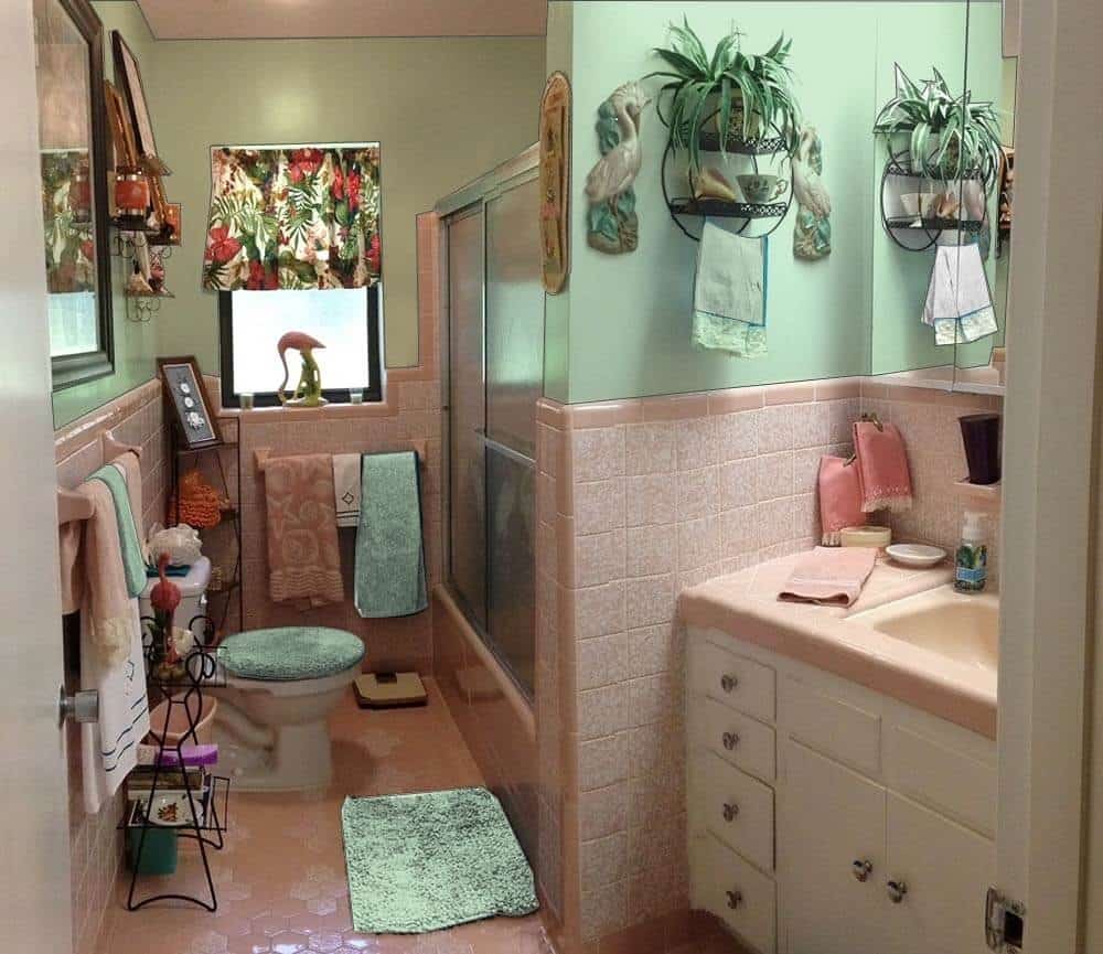 Pink Vintage Shower Tile Ideas
