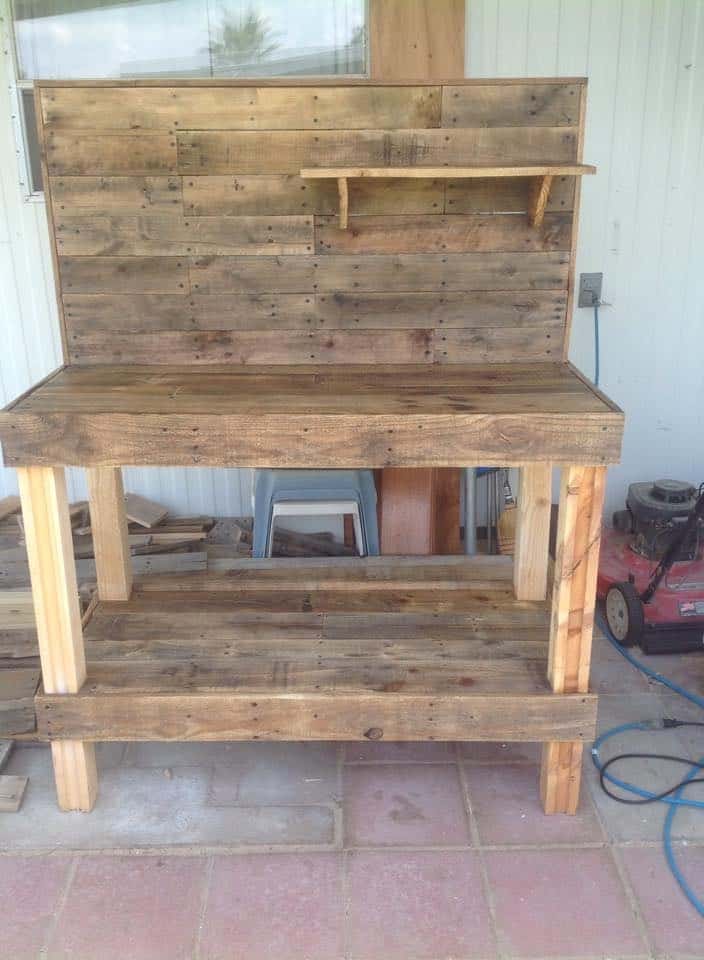 Potting Bench Made With Wooden Pallets
