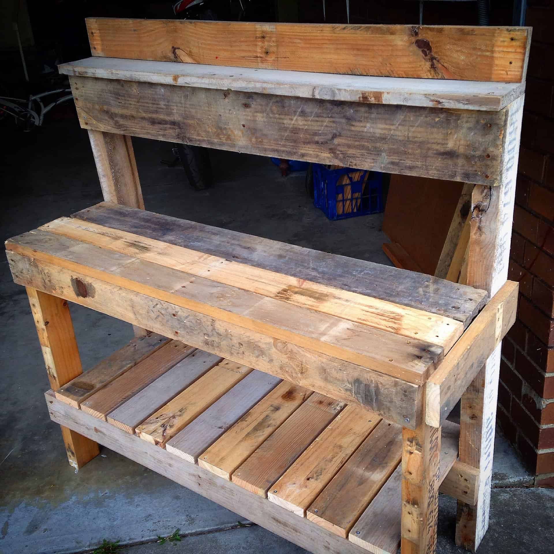 Potting Table Turned Into A Kitchen Storage Bench