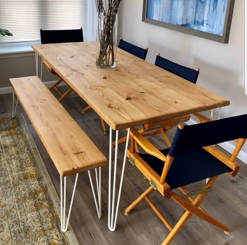 Reclaimed Dining Table With Hairpin Legs