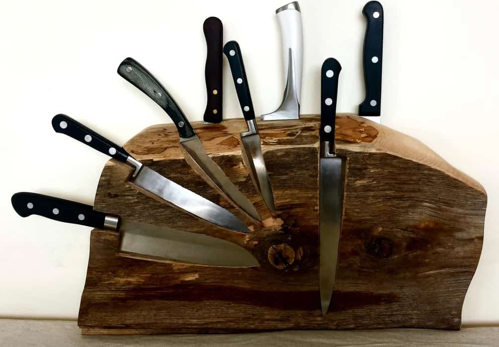 repurposed wood DIY knife block ideas