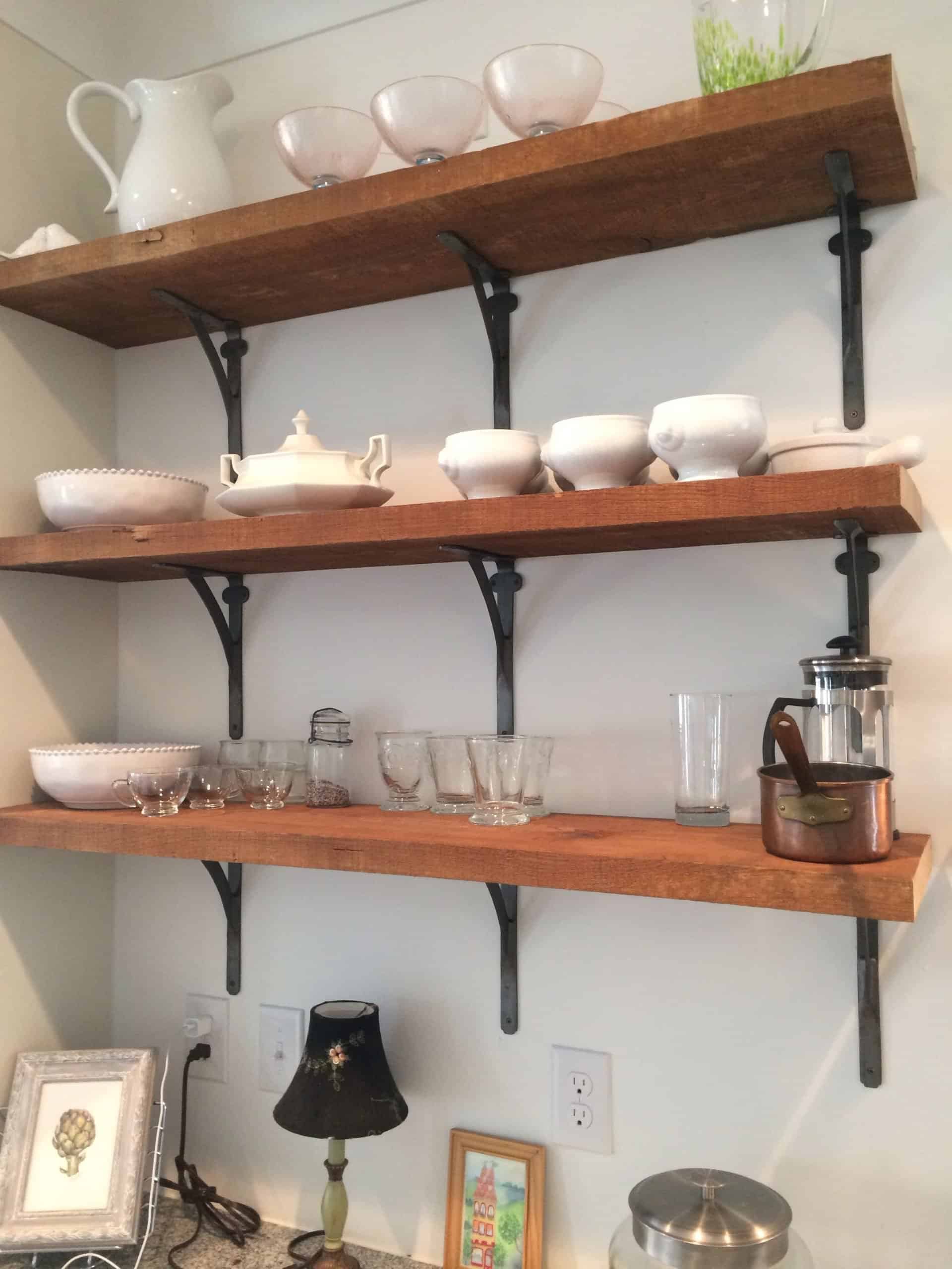 Rustic Glam Kitchen Makeover With Diy Wood Shelves
