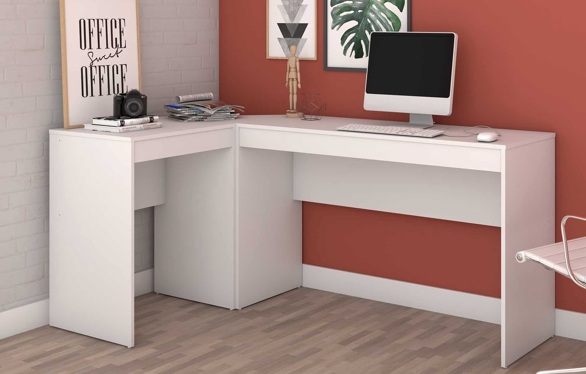 Sleek White Corner Desk