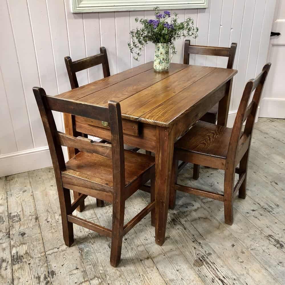 Small 19Thc Welsh Pine Farmhouse Kitchen Table
