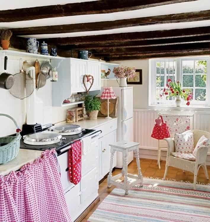 Tiny House Kitchen With Curtains