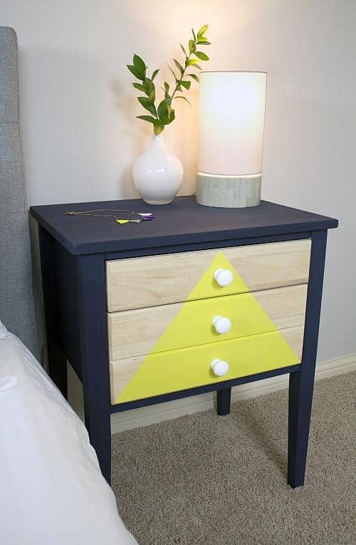 Triangle Drawer Nightstand With Raw Wood
