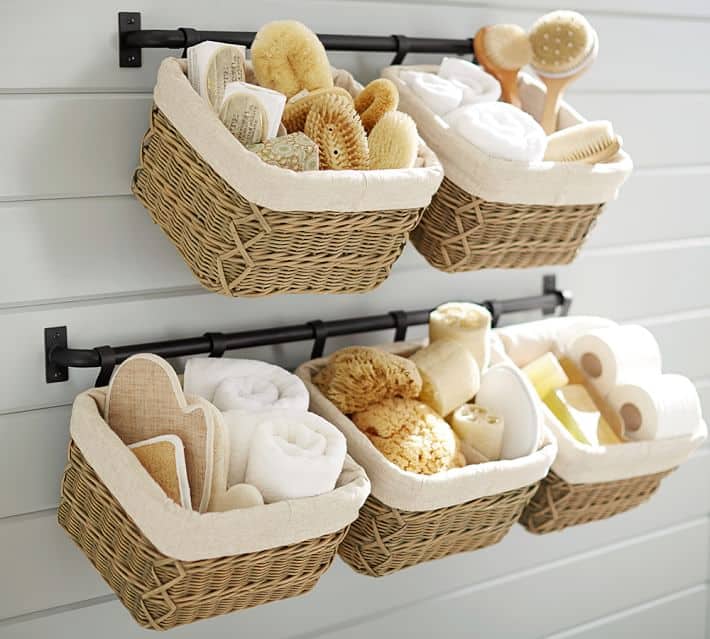 wall-mounted basket towel rack
