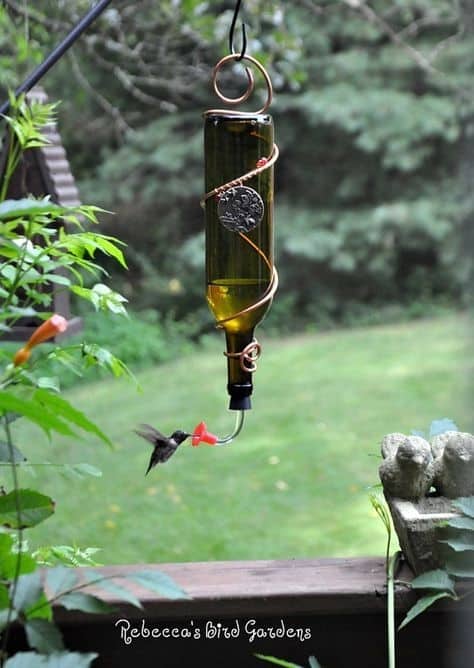Wine Bottle Hummingbird Feeder