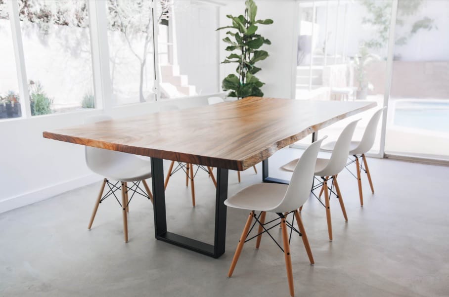 wood kitchen table metal frame