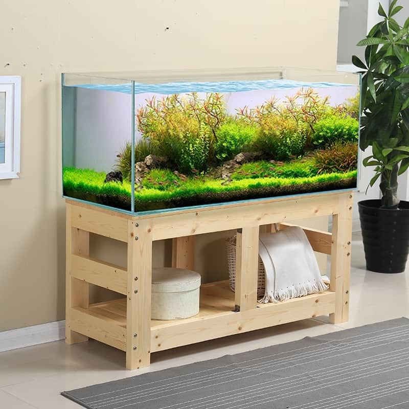 Wooden Fish Tank Stand With Shelves
