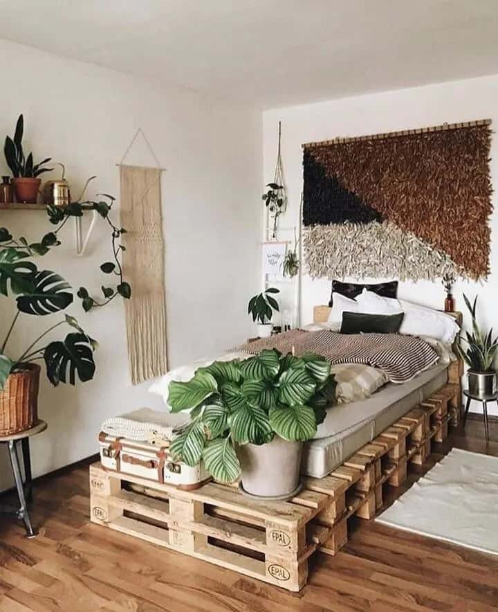 Wooden Palette Bed Bohemian Bedroom