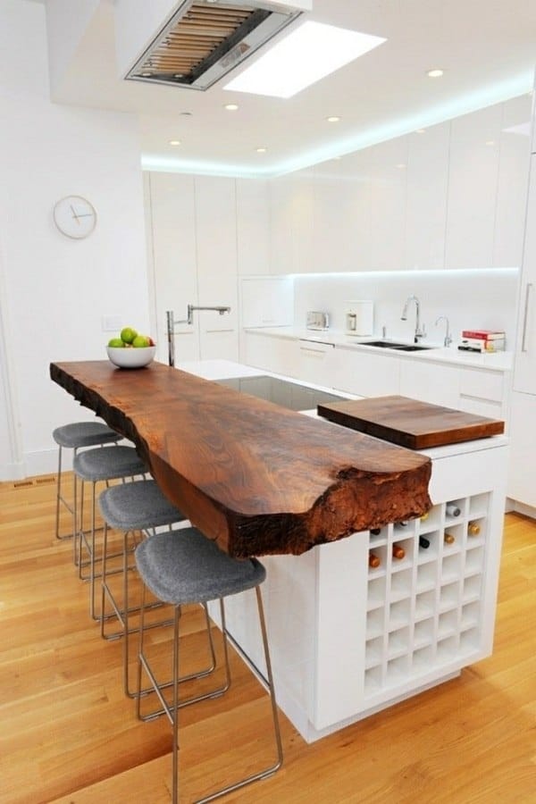 Wooden Slab Kitchen Bar