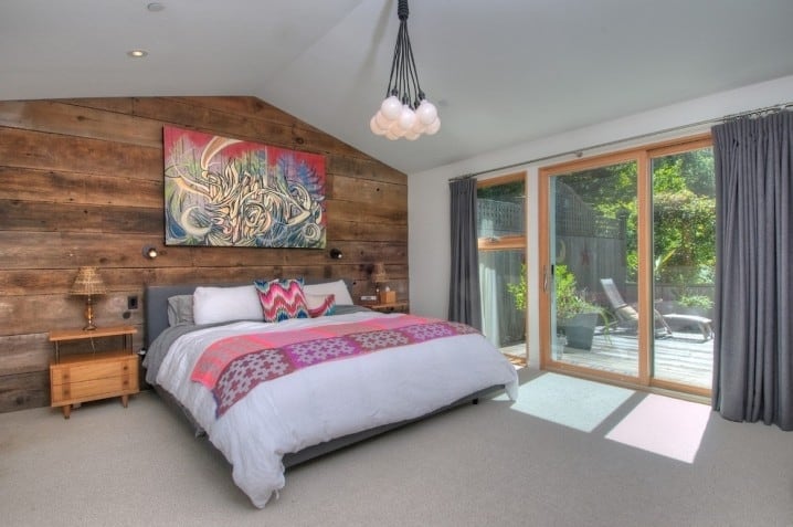 Wooden Wall Accent Bohemian Bedroom